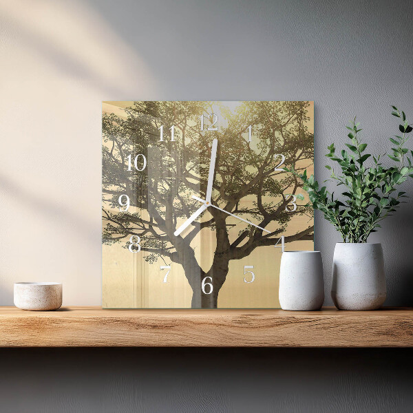 Square wall clock Tree