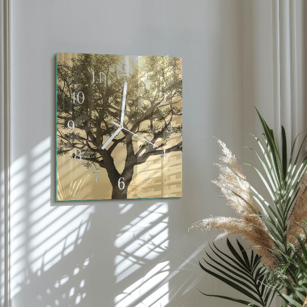 Square wall clock Tree
