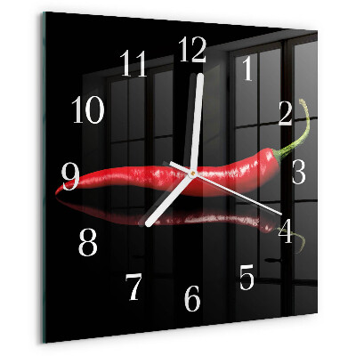 Square wall clock Chili pepper