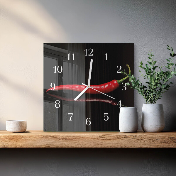 Square wall clock Chili pepper