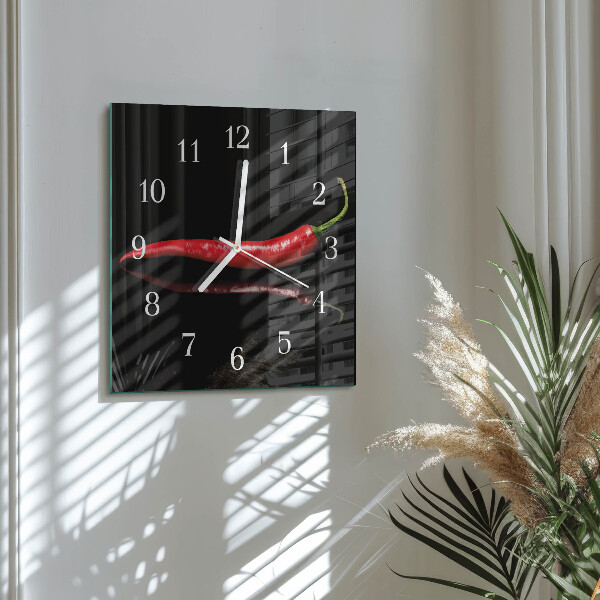 Square wall clock Chili pepper