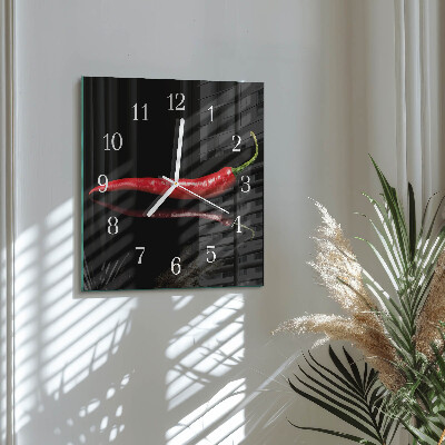 Square wall clock Chili pepper