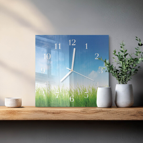 Square wall clock Grass