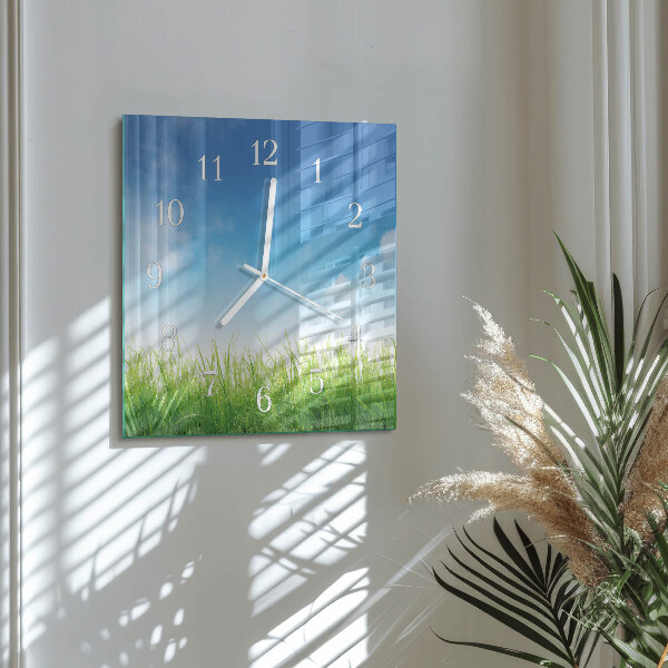 Square wall clock Grass