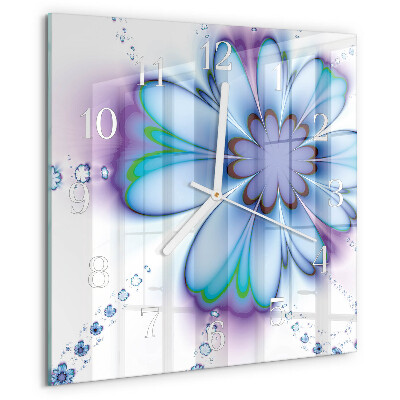 Square wall clock Flower