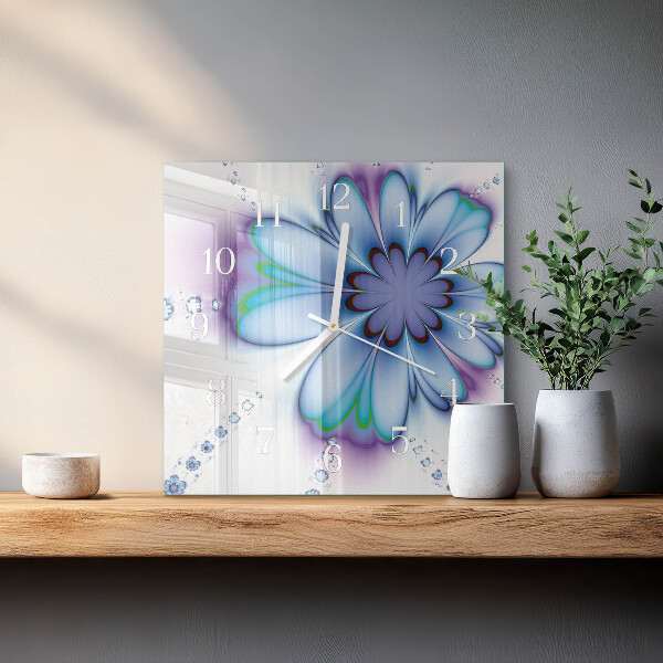 Square wall clock Flower
