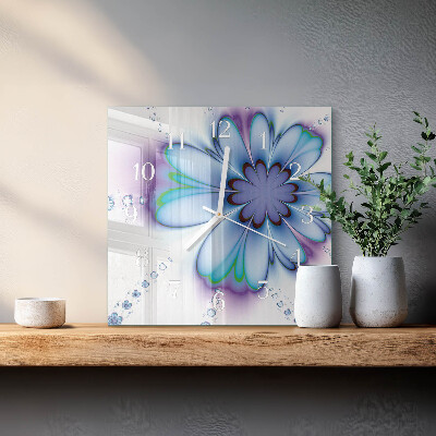 Square wall clock Flower