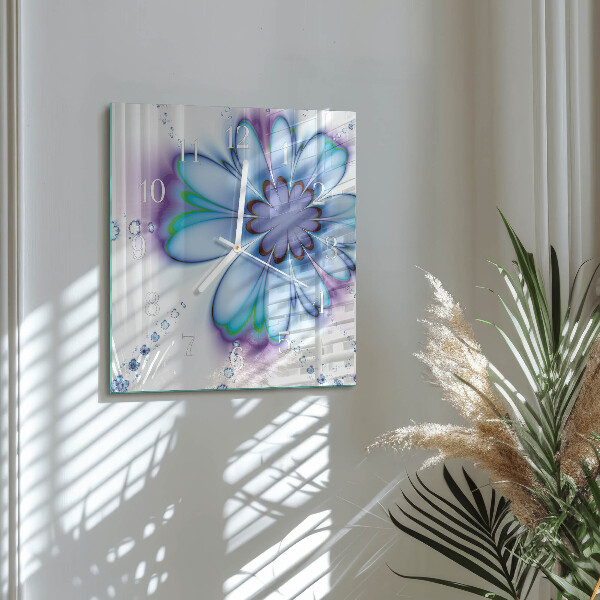 Square wall clock Flower