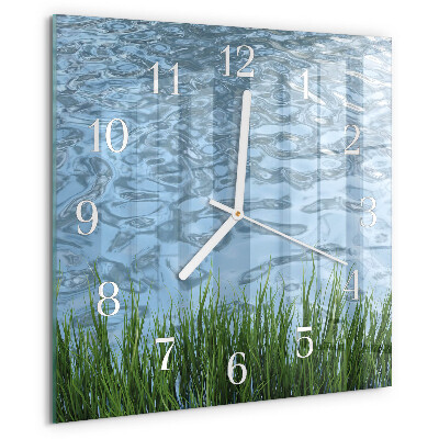 Square wall clock Grass Water