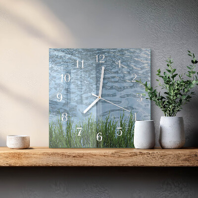 Square wall clock Grass Water