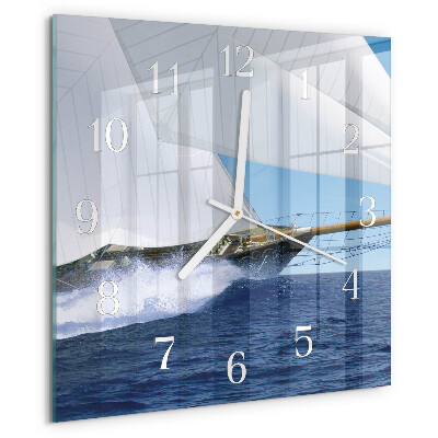 Square wall clock Sailboat