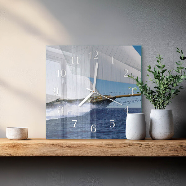 Square wall clock Sailboat