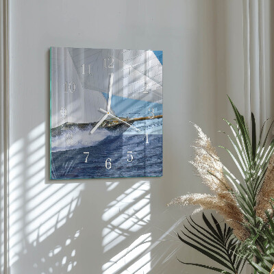 Square wall clock Sailboat