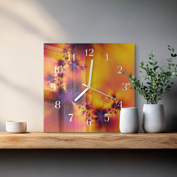 Square wall clock Flowers