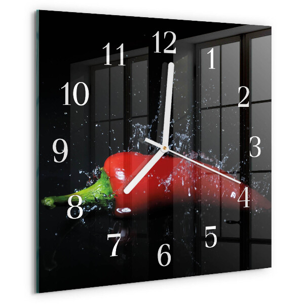 Square wall clock Chili peppers