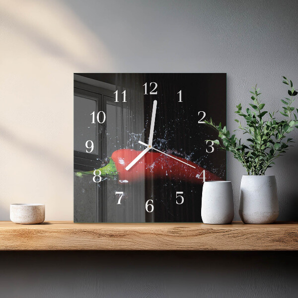 Square wall clock Chili peppers
