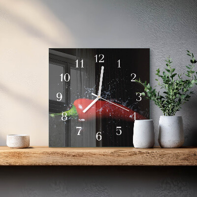 Square wall clock Chili peppers