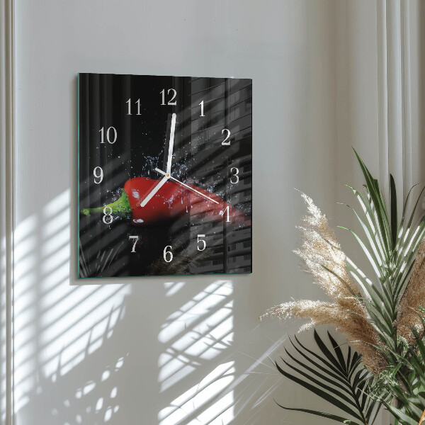 Square wall clock Chili peppers