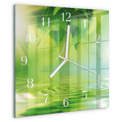Square wall clock Leaves