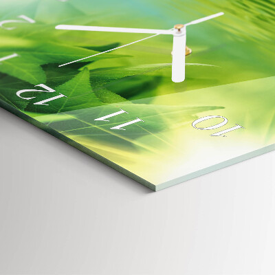 Square wall clock Leaves