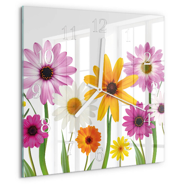 Square wall clock Flowers