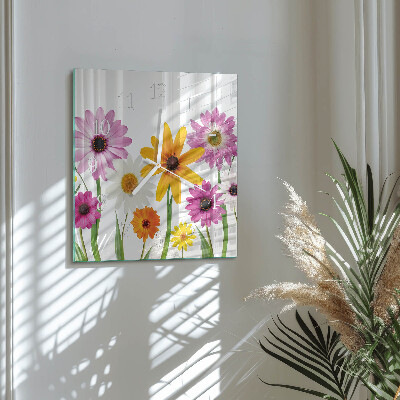Square wall clock Flowers
