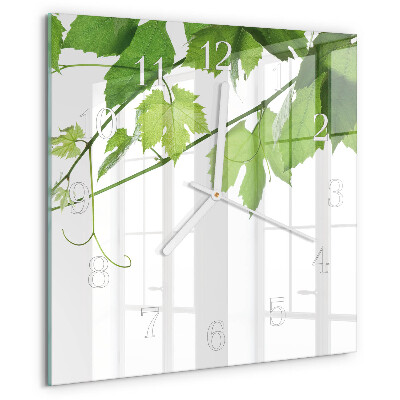 Square wall clock Leaves
