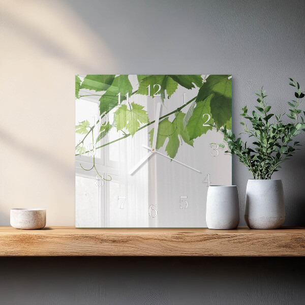Square wall clock Leaves