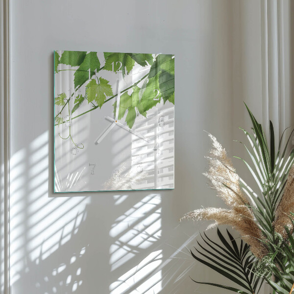 Square wall clock Leaves