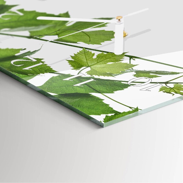 Square wall clock Leaves