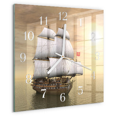 Square wall clock Ship