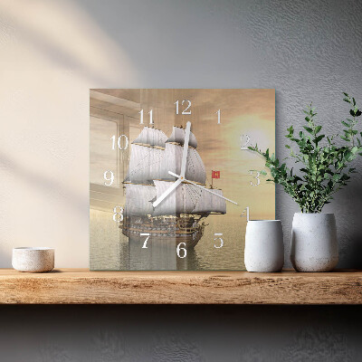 Square wall clock Ship