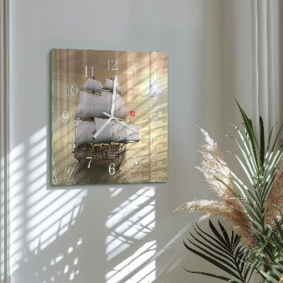 Square wall clock Ship