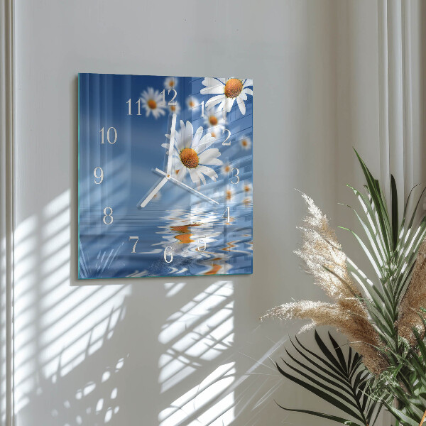 Square wall clock Flower