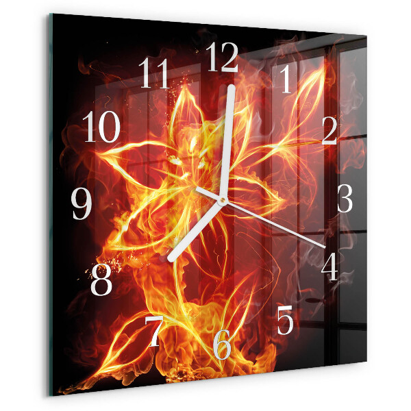 Square wall clock Fire Flower