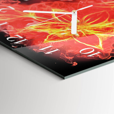 Square wall clock Fire Flower