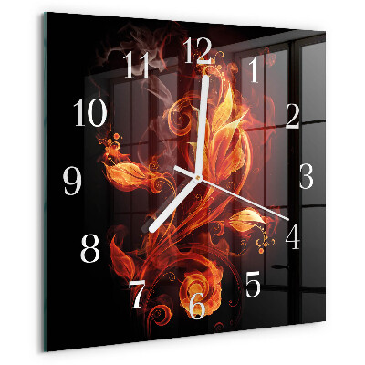 Square wall clock Fire Flower