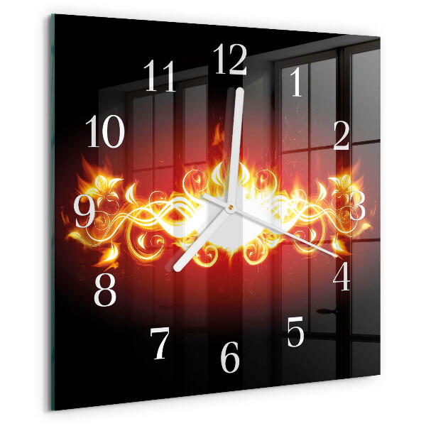 Square wall clock Fire Flower