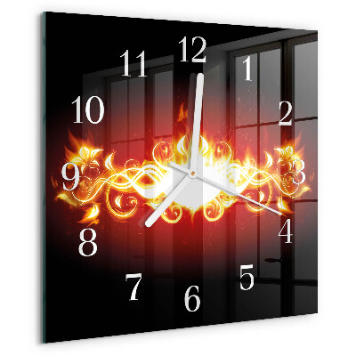 Square wall clock Fire Flower