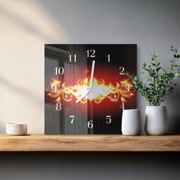 Square wall clock Fire Flower