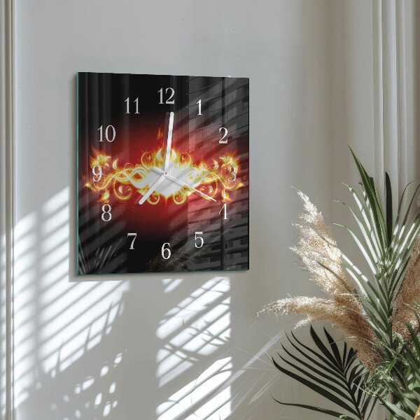 Square wall clock Fire Flower