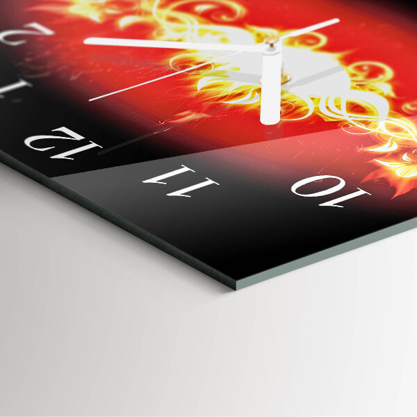 Square wall clock Fire Flower