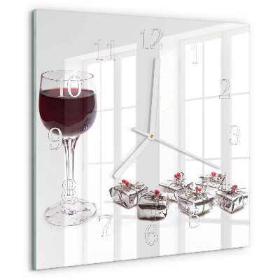 Square wall clock Wine glass