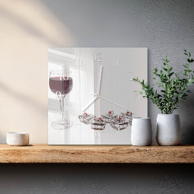Square wall clock Wine glass