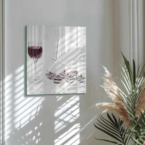 Square wall clock Wine glass