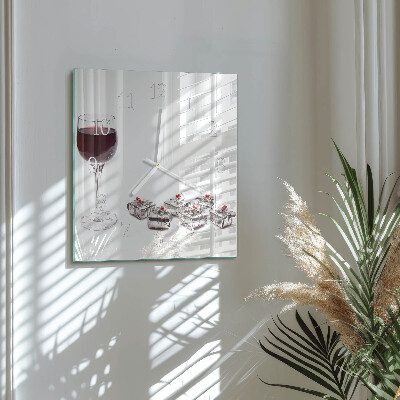Square wall clock Wine glass