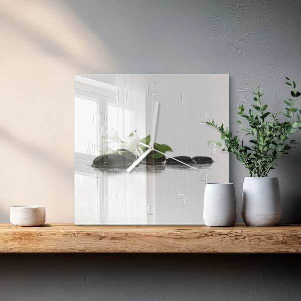 Square wall clock Zen stones