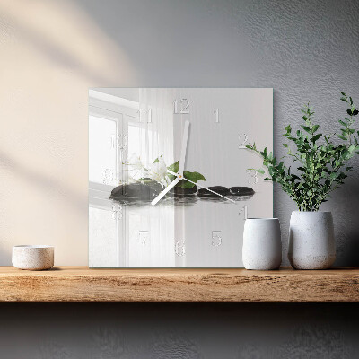 Square wall clock Zen stones