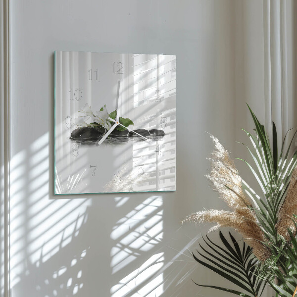 Square wall clock Zen stones