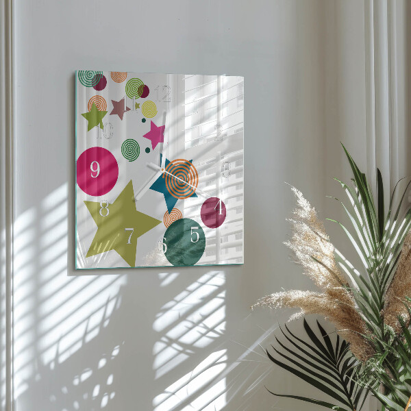 Square wall clock Stars